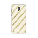 the gold glitter stripes pattern on this phone case