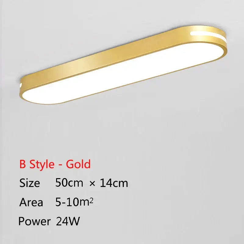 a gold led ceiling light with a white background