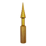 a gold plated brass screw with a thread thread