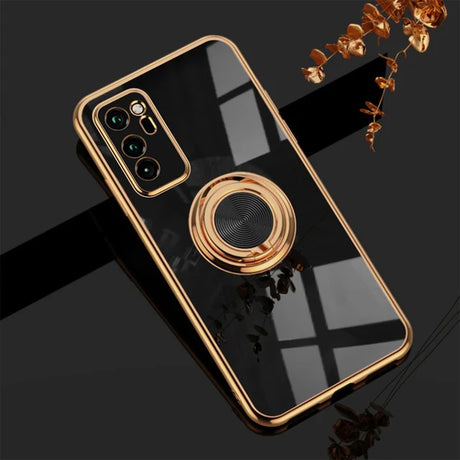 a gold ring phone case with a black background