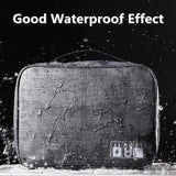 a black and white photo of a bag with the words god waterproof
