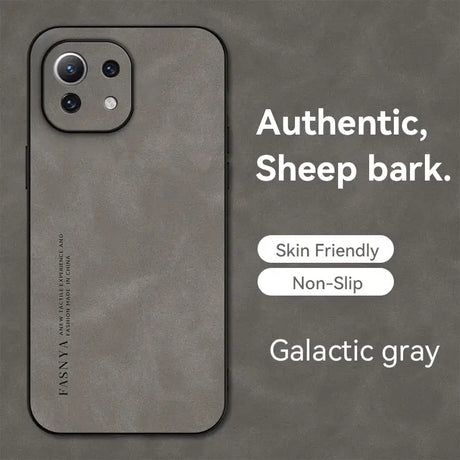 The back of a gray iphone case with the text, `, ’, ’, ’, ’,