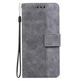 the gray leather wallet case with a zipper closure