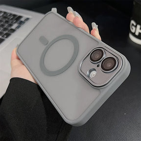 Gray phone case with magnetic ring.