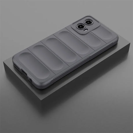 Gray phone case with padded design.