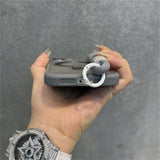 Gray phone case with wrist strap.