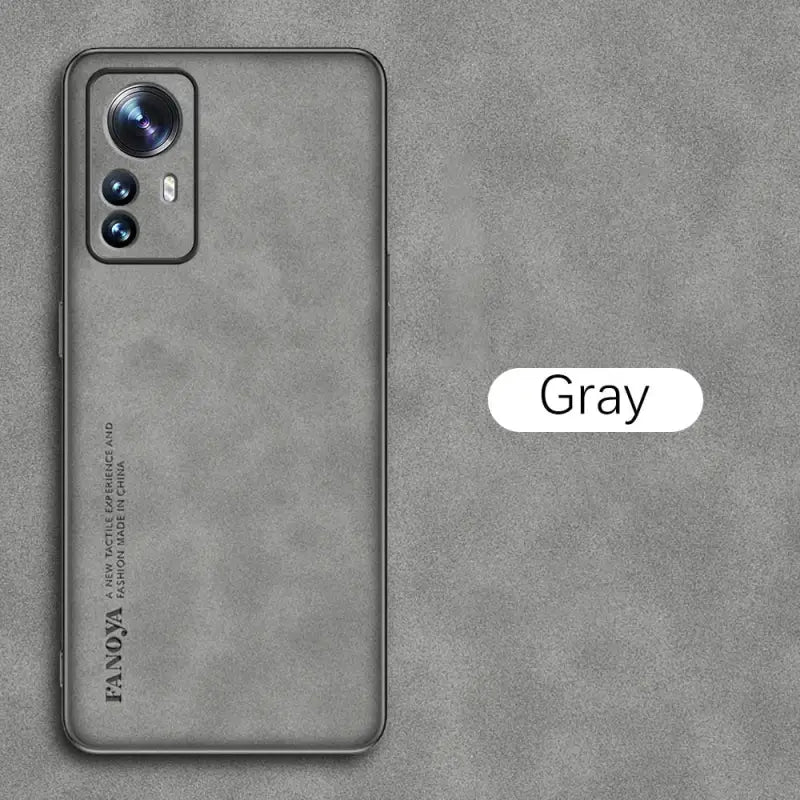 the back of a gray samsung phone with the text gray on it