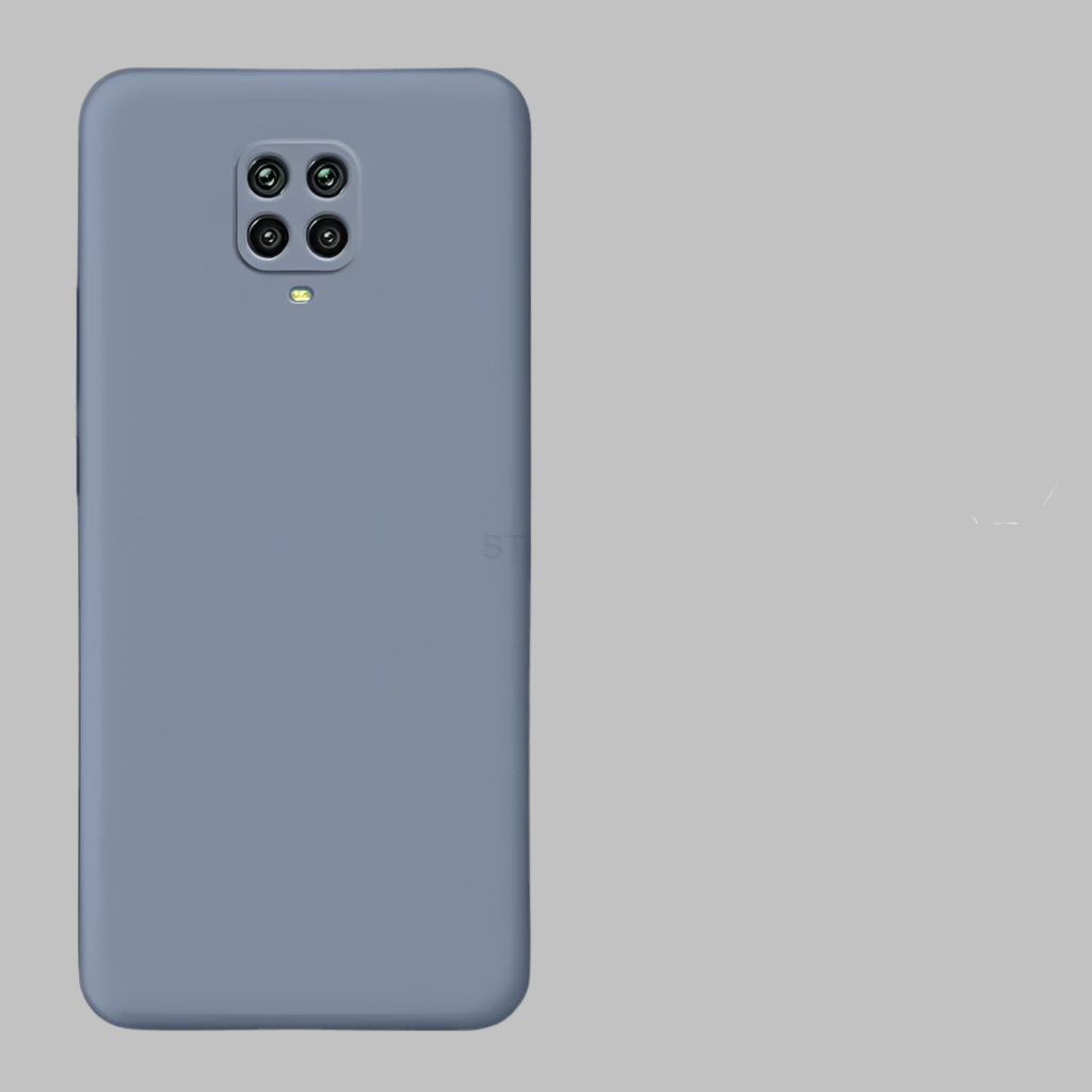 Gray smartphone with a square camera module containing four lenses.