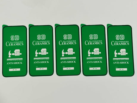 Green 9D ceramic anti-shock screen protectors.