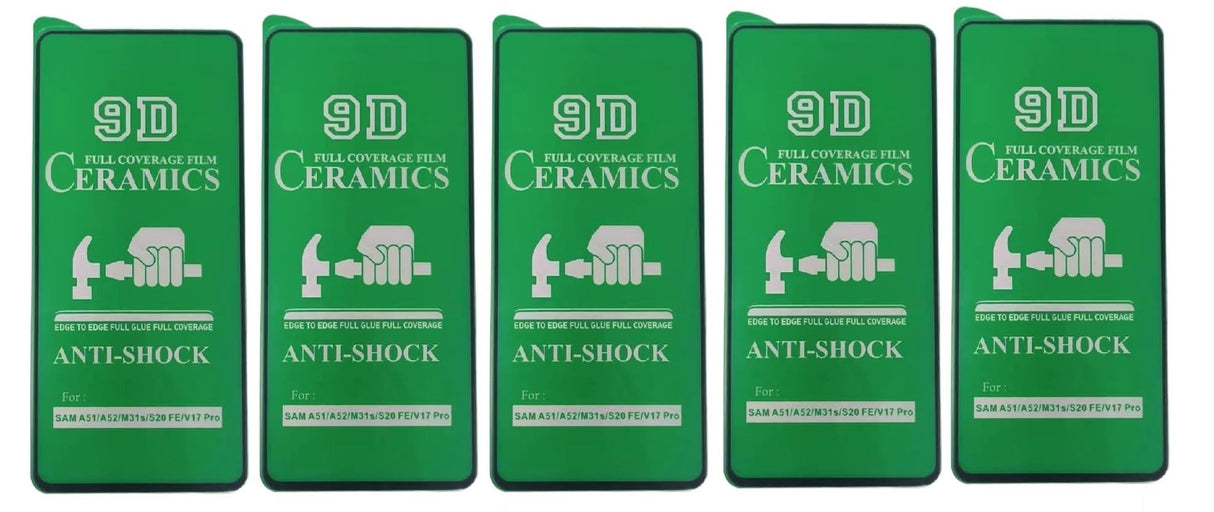 Green anti-shock ceramic screen protectors.