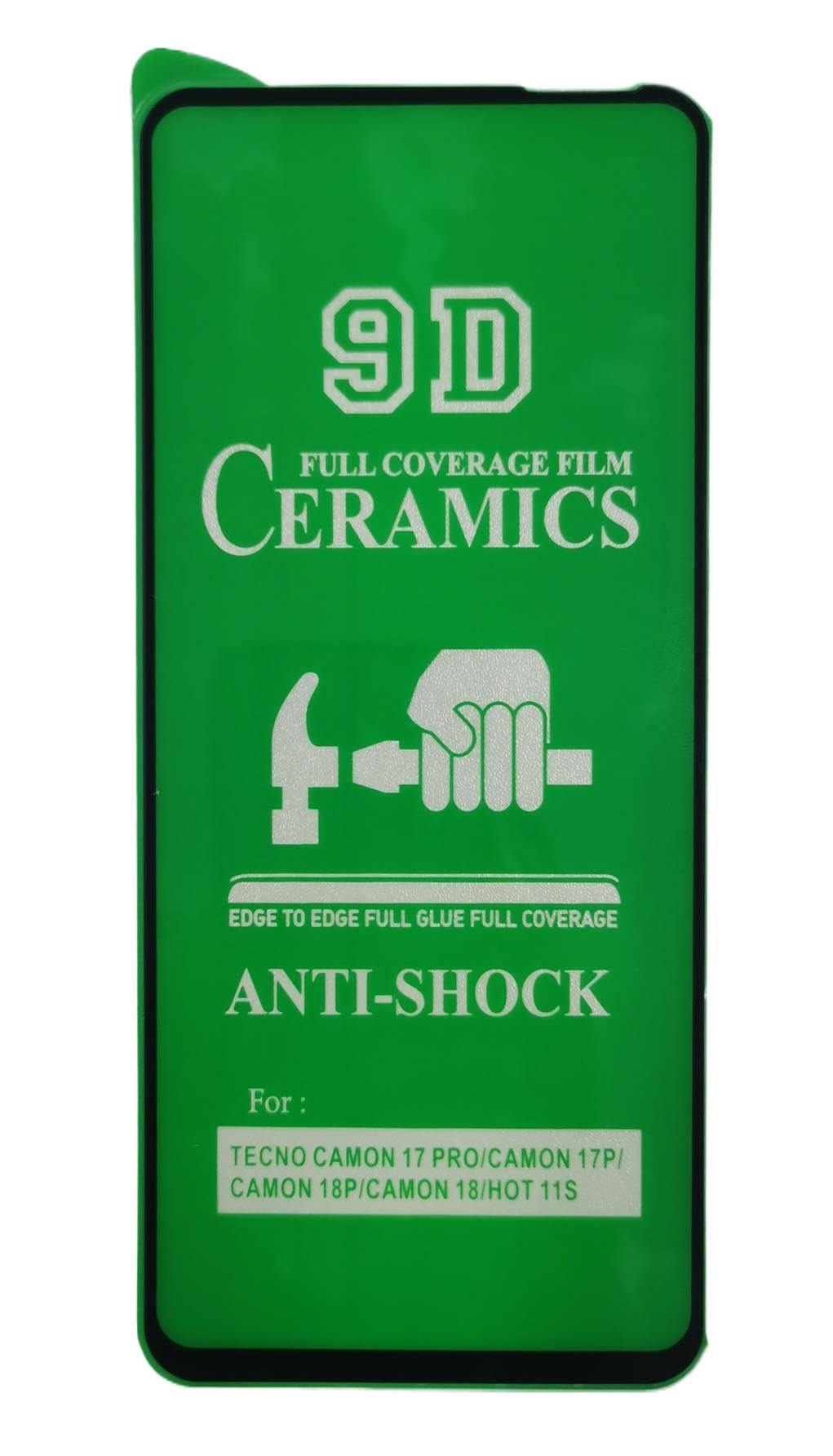 Green anti-shock phone screen protector.