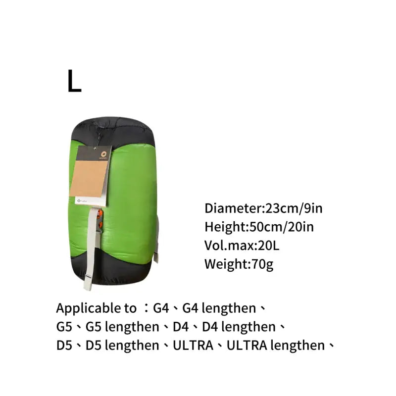 a green backpack with a tag on it