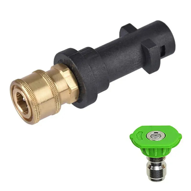 a brass fitting fitting kit with a green plastic fitting
