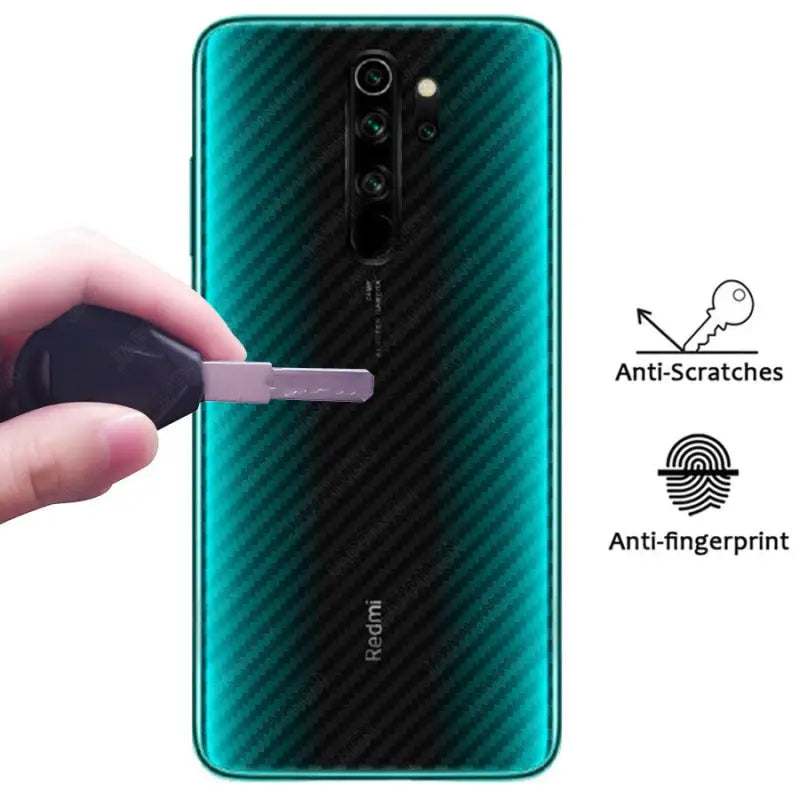 the back of a smartphone with a finger - lock