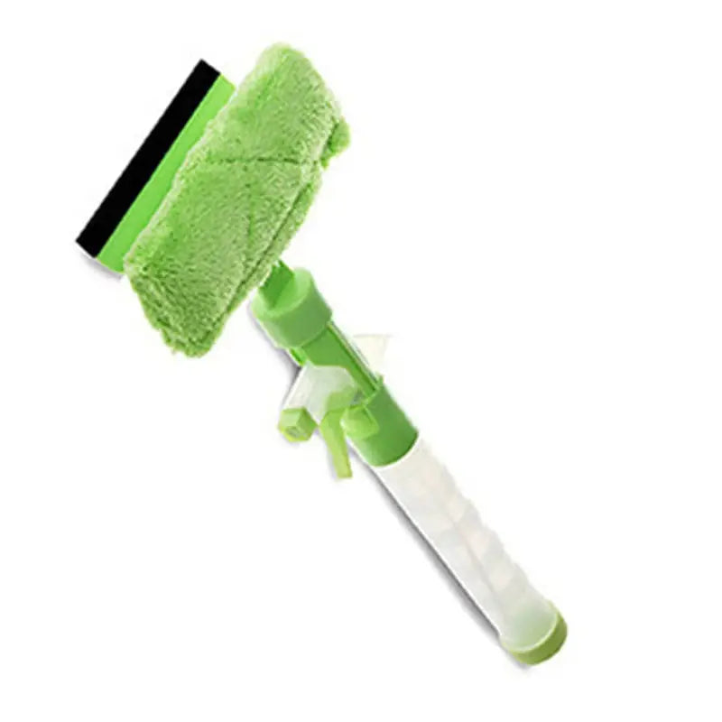 a green brush with a white handle