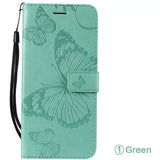 Green butterfly pattern wallet case for samsung s9