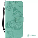 green butterfly pattern wallet case for samsung s9