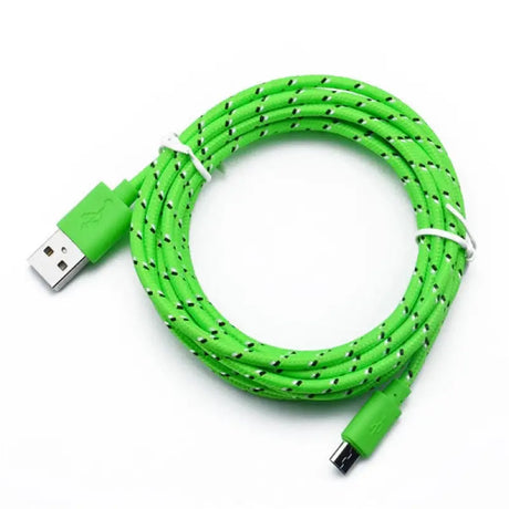 a green usb cable with a white background