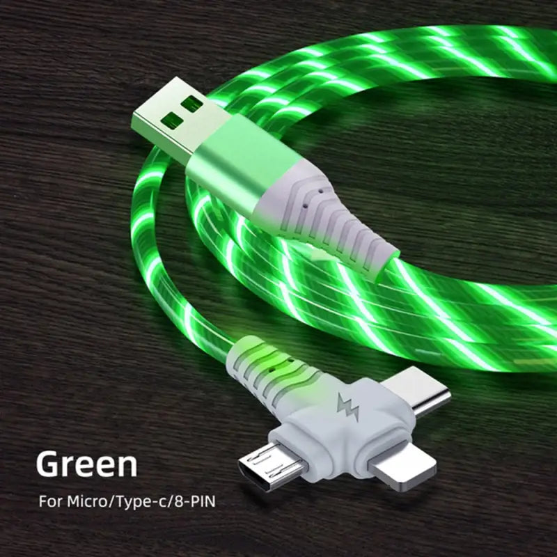 a green usb cable with a white cord
