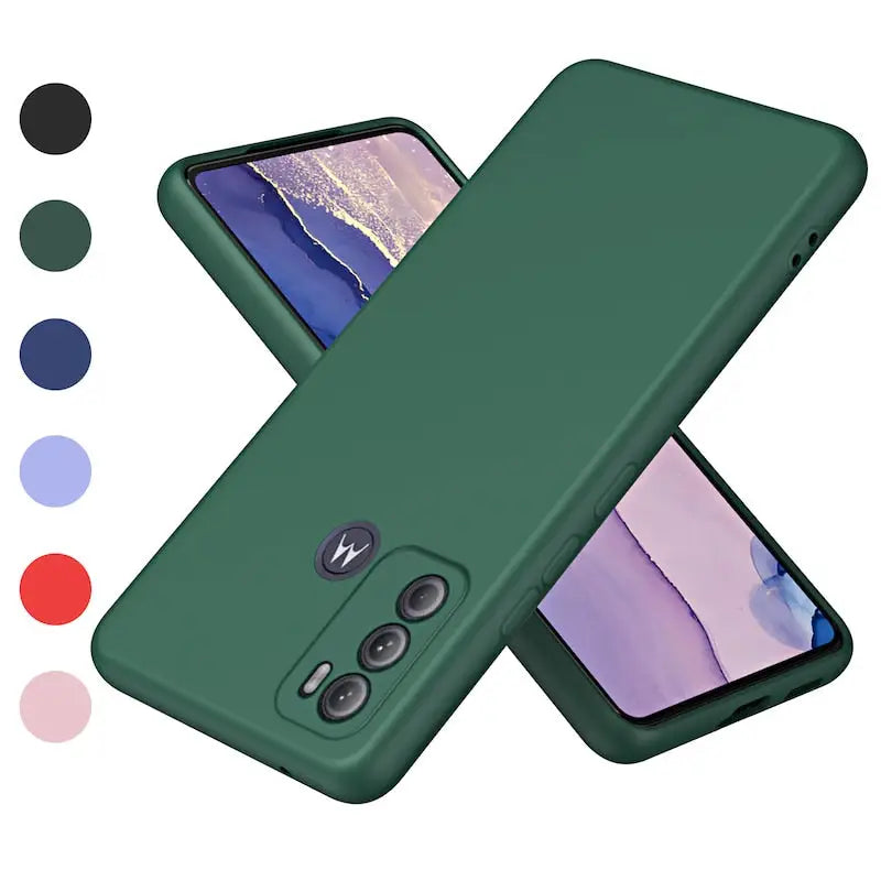 the back of a green case with a phone in it