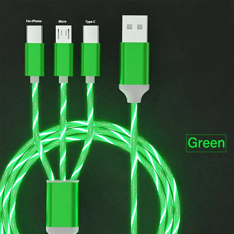 there are three green cables connected to a white charger