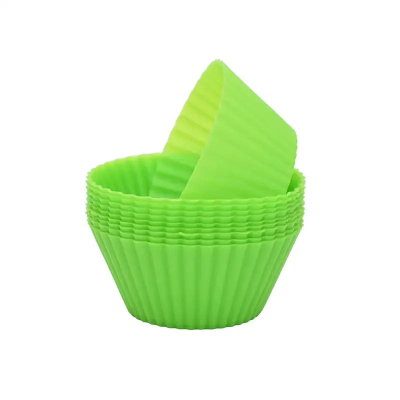 a green cupcake liner with a white background
