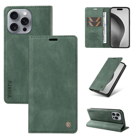 Green faux leather wallet phone case with multiple viewing angles and card slots.