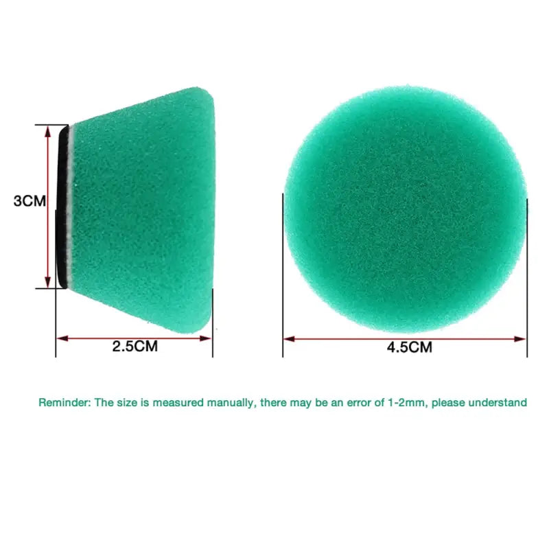 a diagram of a green sponge with a measurement of the size
