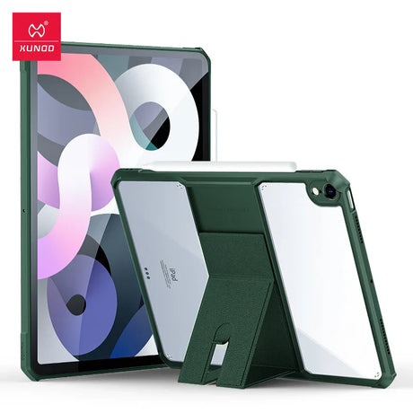 Green iPad case with stand.