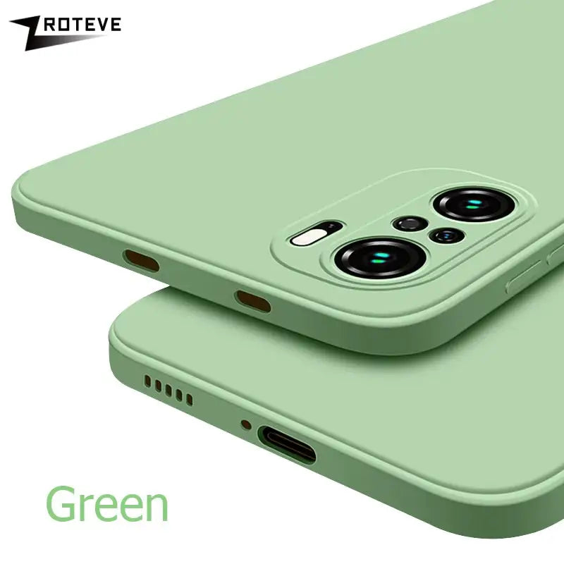 the green iphone case is shown with the camera lens