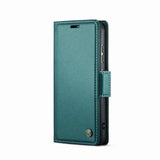 the back of a green iphone case with a card slot