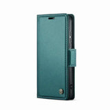 The back of a green iphone case with a card slot