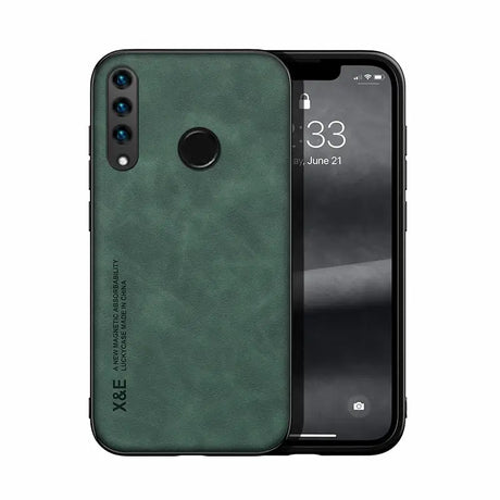 the back of a green iphone case