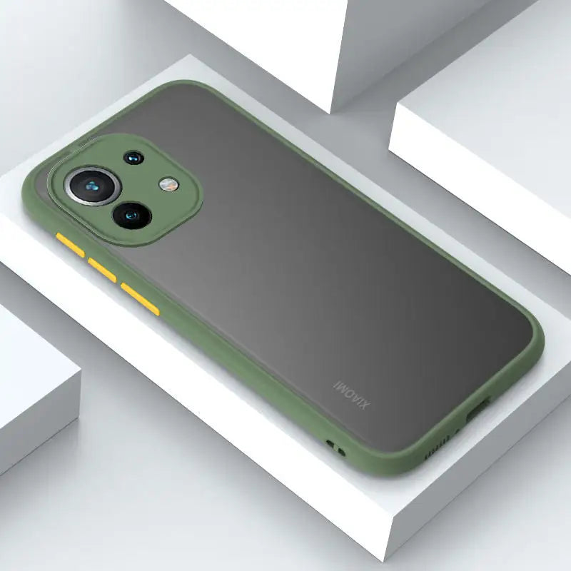 The back of a green iphone case