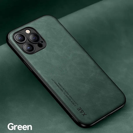 the back of a green iphone case