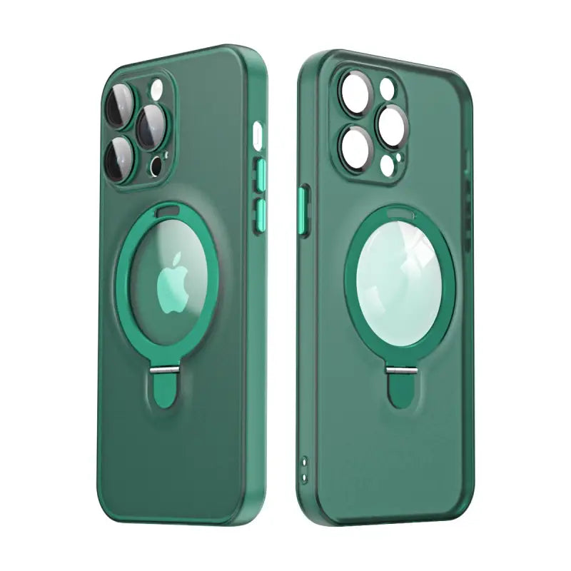the green iphone case with a phone holder