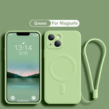 the green iphone case with a phone strap