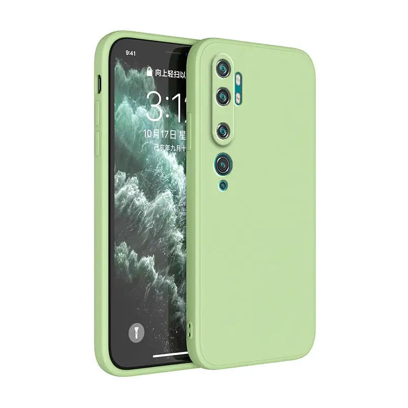 the back of a green iphone case