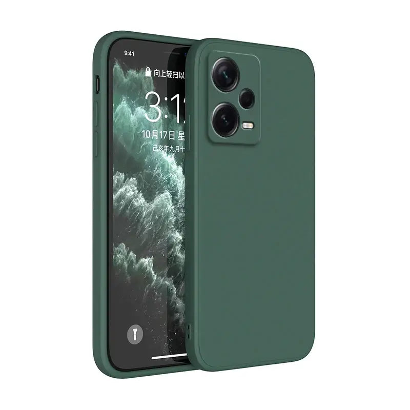 the back of a green iphone case