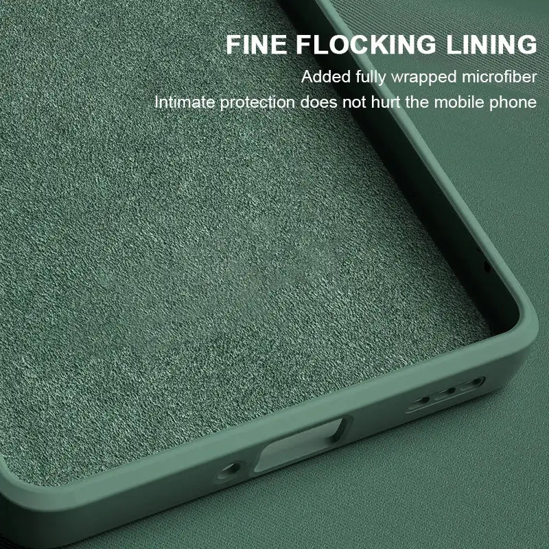 the back of a green iphone case with the text, `’’’’