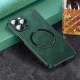 the green leather iphone case with a ring on it