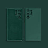 the back and front of the green leather case