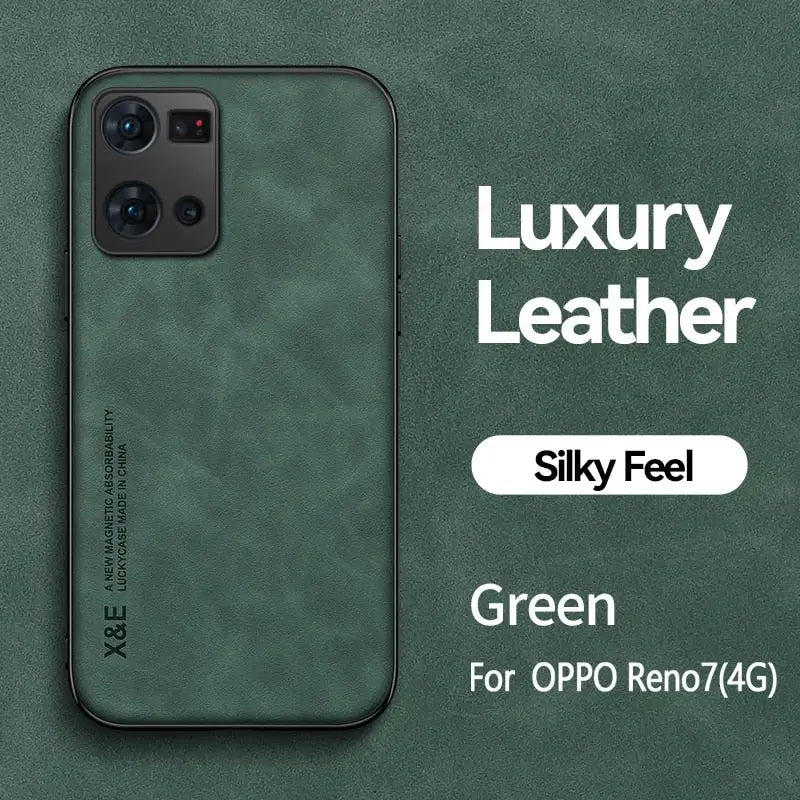 the back of a green leather iphone case with the text, `’’