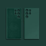 the back and front of the green leather case