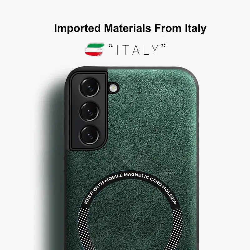 The green leather iphone case with the italian flag