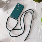 the green leather phone case with a strap