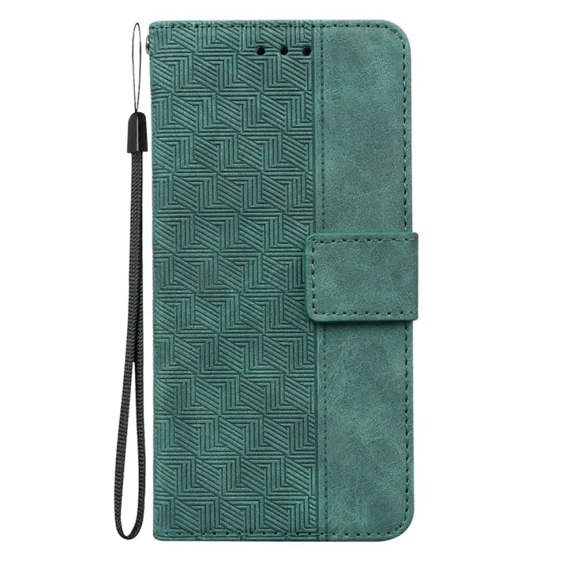 the green leather wallet case with a zipper