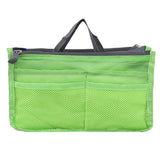 a green mesh bag with two pockets