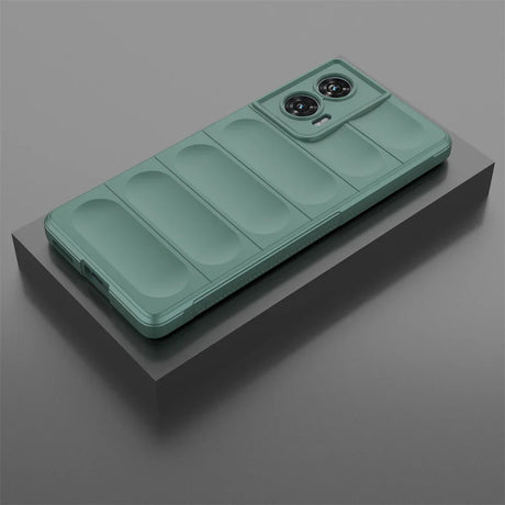 Green padded phone case.
