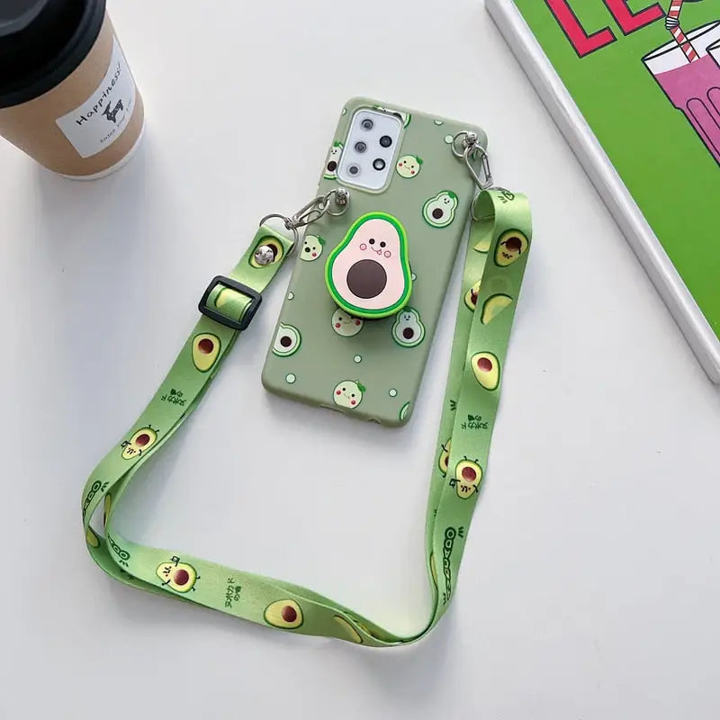 a green phone case with a dog on it
